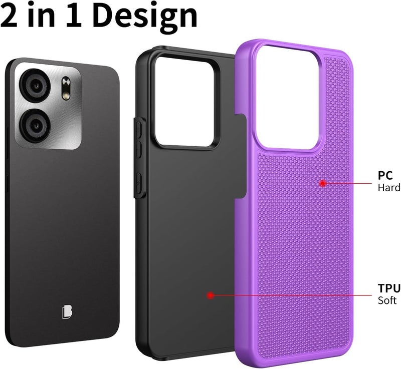 Mocotto for BLU View 5 Phone Case with Tempered Glass Screen Protector,Dual Layer Heavy Duty Shockproof Protection Phone Case Cover for BLU View 5 (Purple) - Image 3